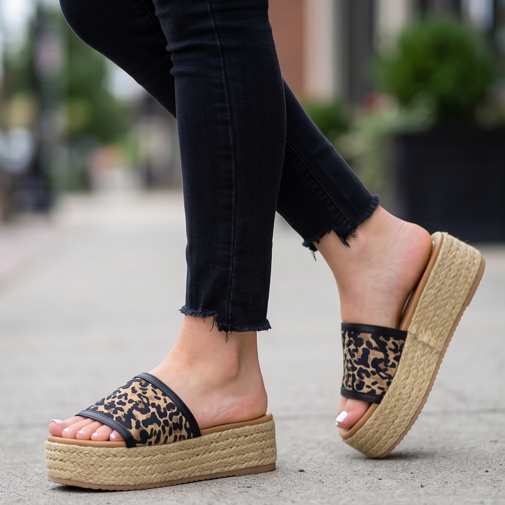 Sandalias de Plataforma Estampado Animal — Modelo Priscila