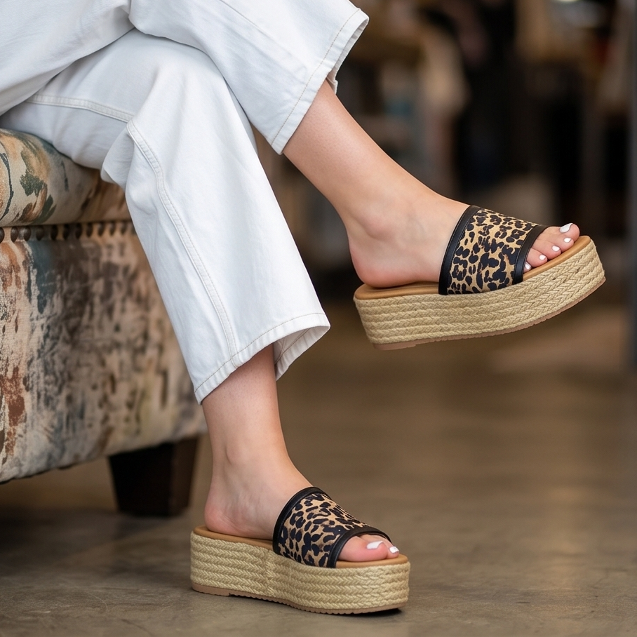 Sandalias de Plataforma Estampado Animal — Modelo Priscila