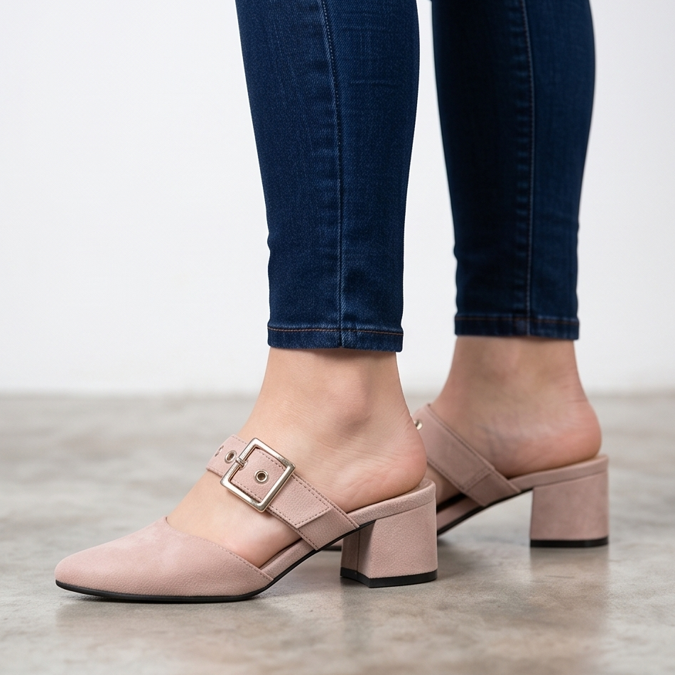 Zapatos de Gamuza con Hebilla y Faja — Modelo Clara