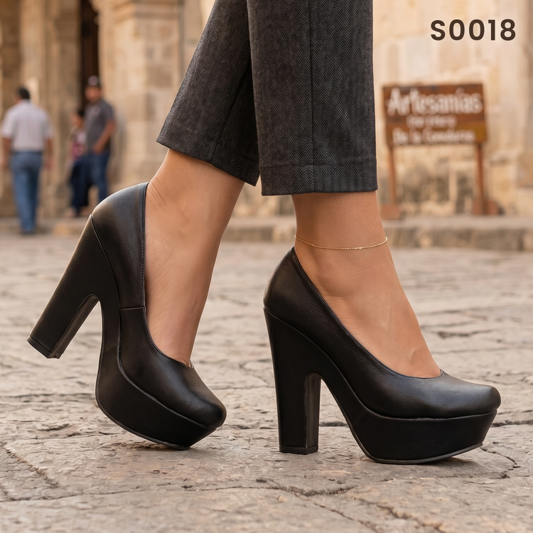 Zapatos Cerrados de Tacón Grueso — Modelo Maren