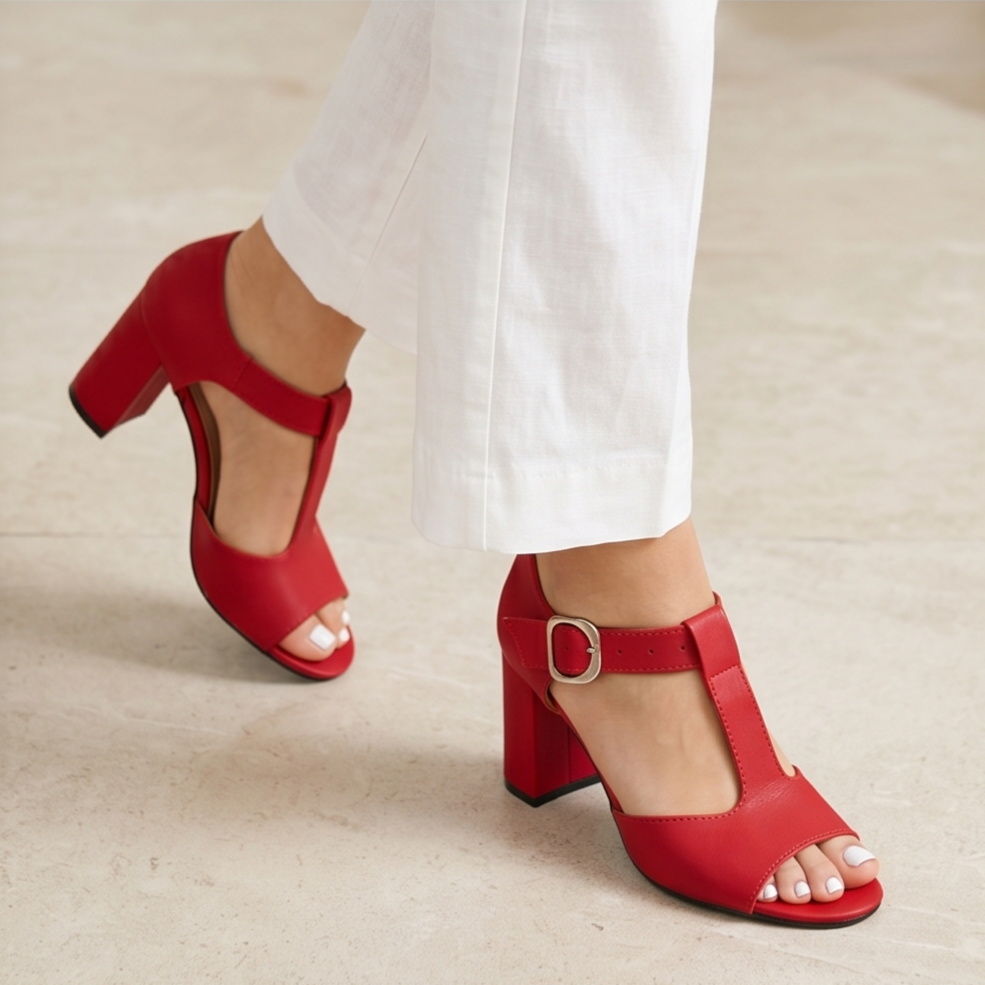 Sandalias de Hebilla con Tacón Grueso — Modelo Sara