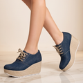Zapatos de Tela Jean con Plataforma — Modelo Tirza