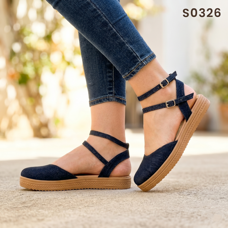 Zapatos de Jean con Doble Faja Cruzada — Modelo Nuria