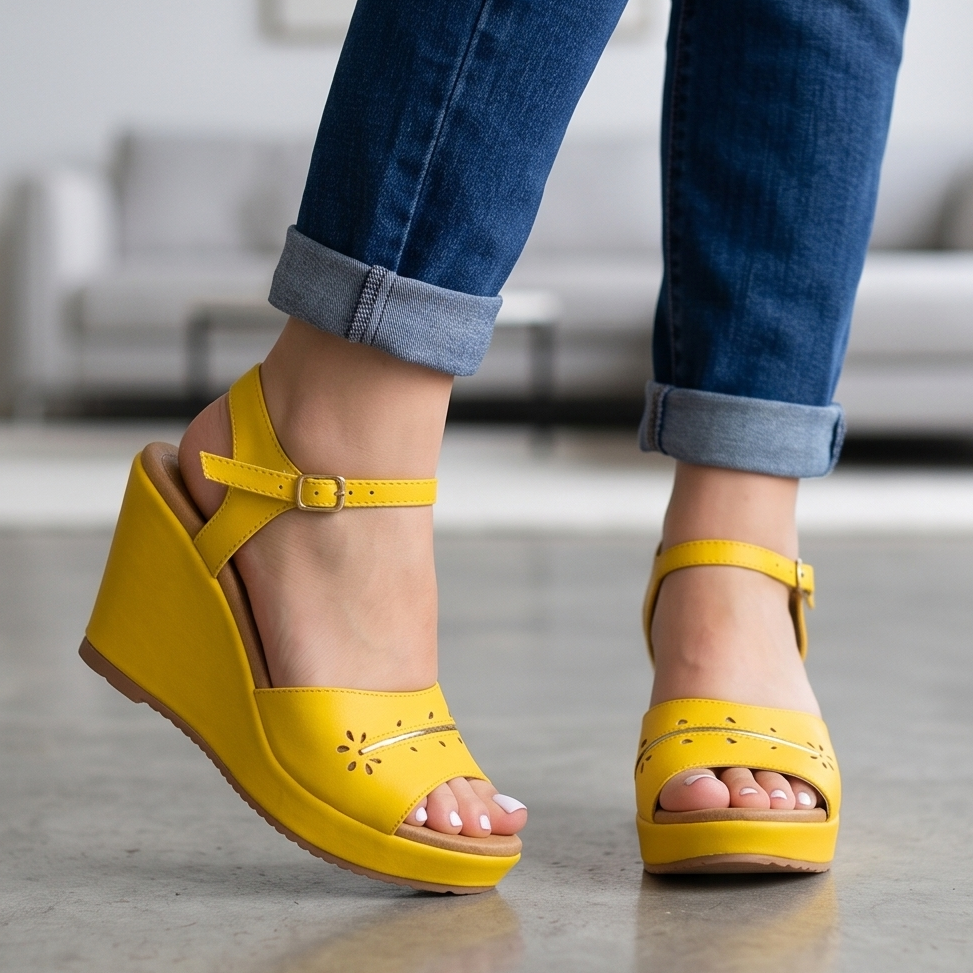 Sandalias de Plataforma con Hebilla — Modelo Ana Gabriela