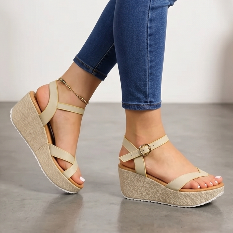 Sandalias de Plataforma con Hebilla — Modelo Doris