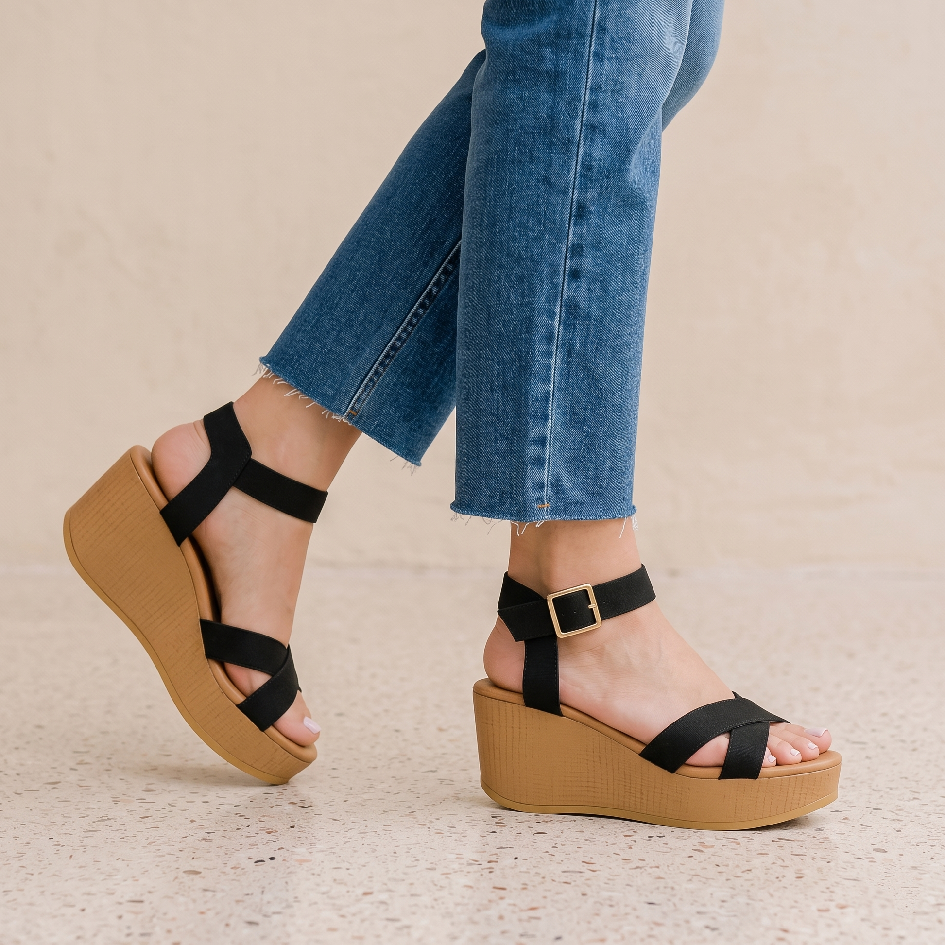 Sandalias de Plataforma con Tiras Cruzadas — Modelo Isolda