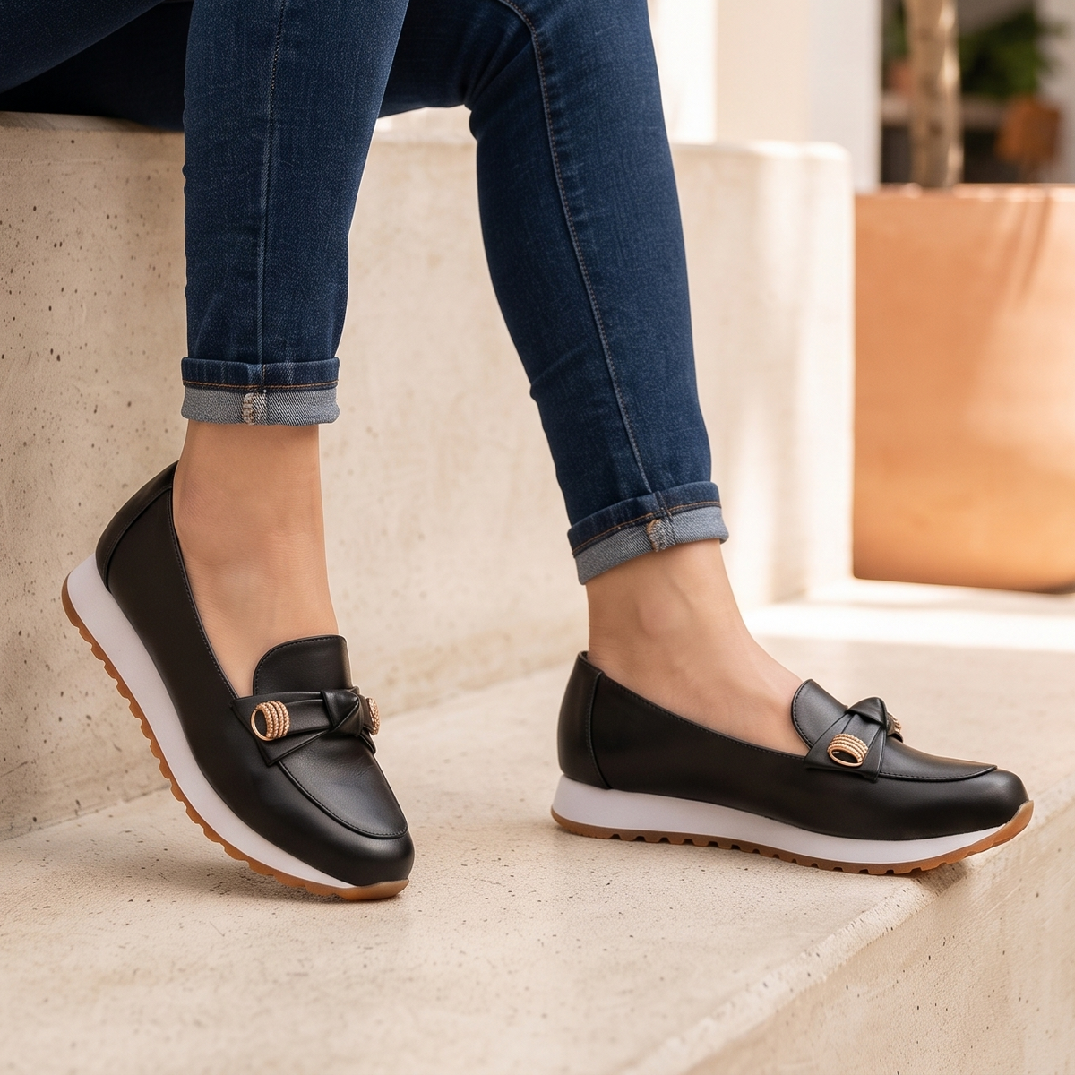 Mocasines con Moño y Hebilla Metálica — Modelo Murano