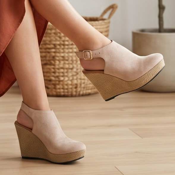 Botines de Gamuza con Cuña Plataforma — Modelo Aura