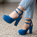 Tacones de Gamuza con Doble Faja — Modelo Zulema