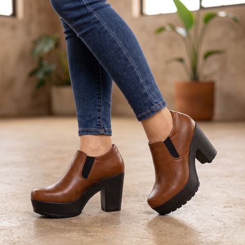 Botines de Plataforma con Tacón Grueso — Modelo Laguna
