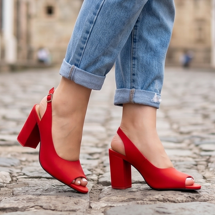 Sandalias de Tacón Grueso con Hebilla — Modelo Agata