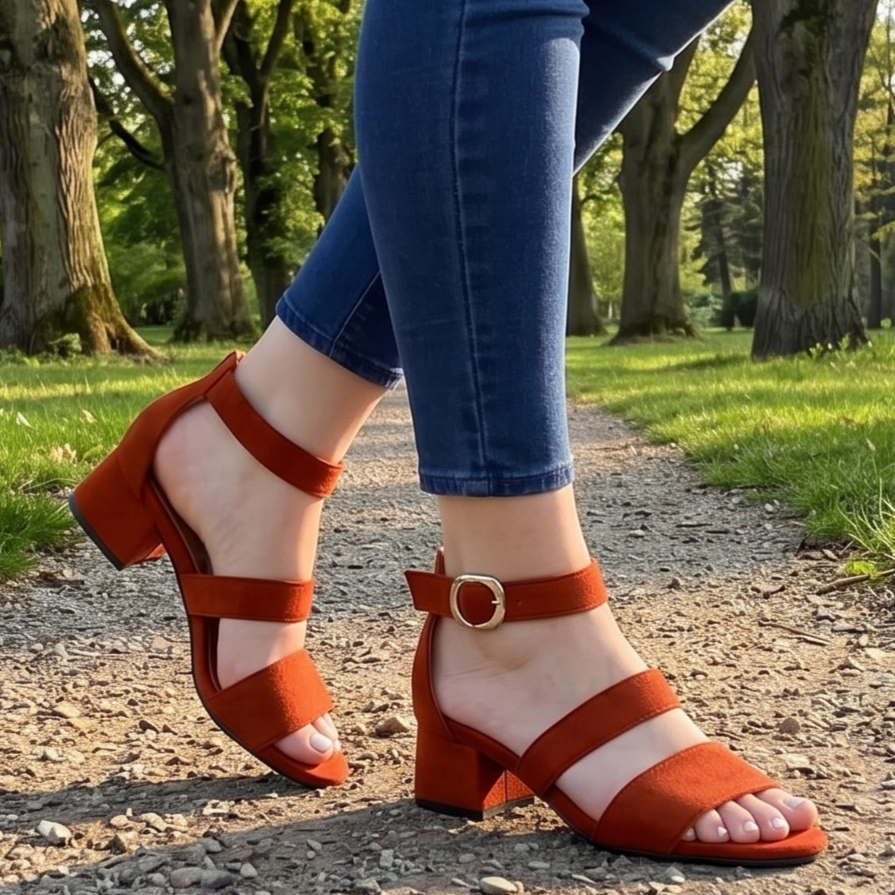 Sandalias de Fajas con Tacón Grueso — Modelo Ursula