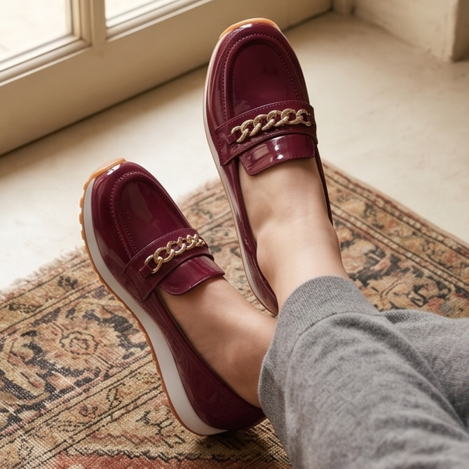 Mocasines de Charol con Cadena — Modelo Nicole