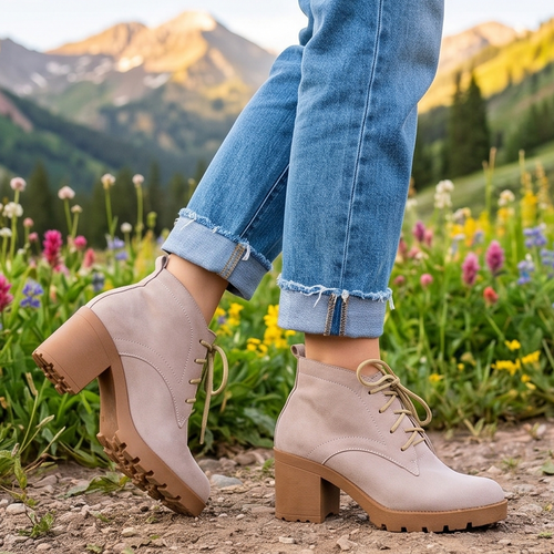 Botines de Gamuza con Cordones — Modelo Allegra