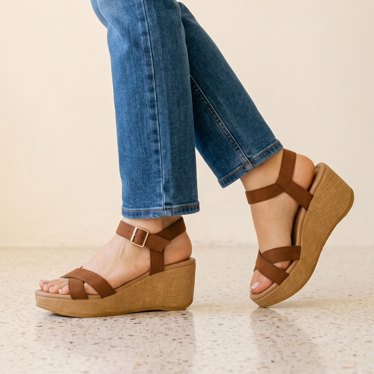Sandalias de Plataforma con Tiras Cruzadas — Modelo Isolda