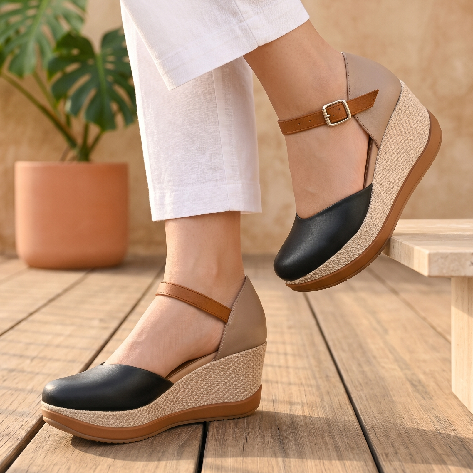 Zapatos de Plataforma con Tira de Hebilla — Modelo Tamara