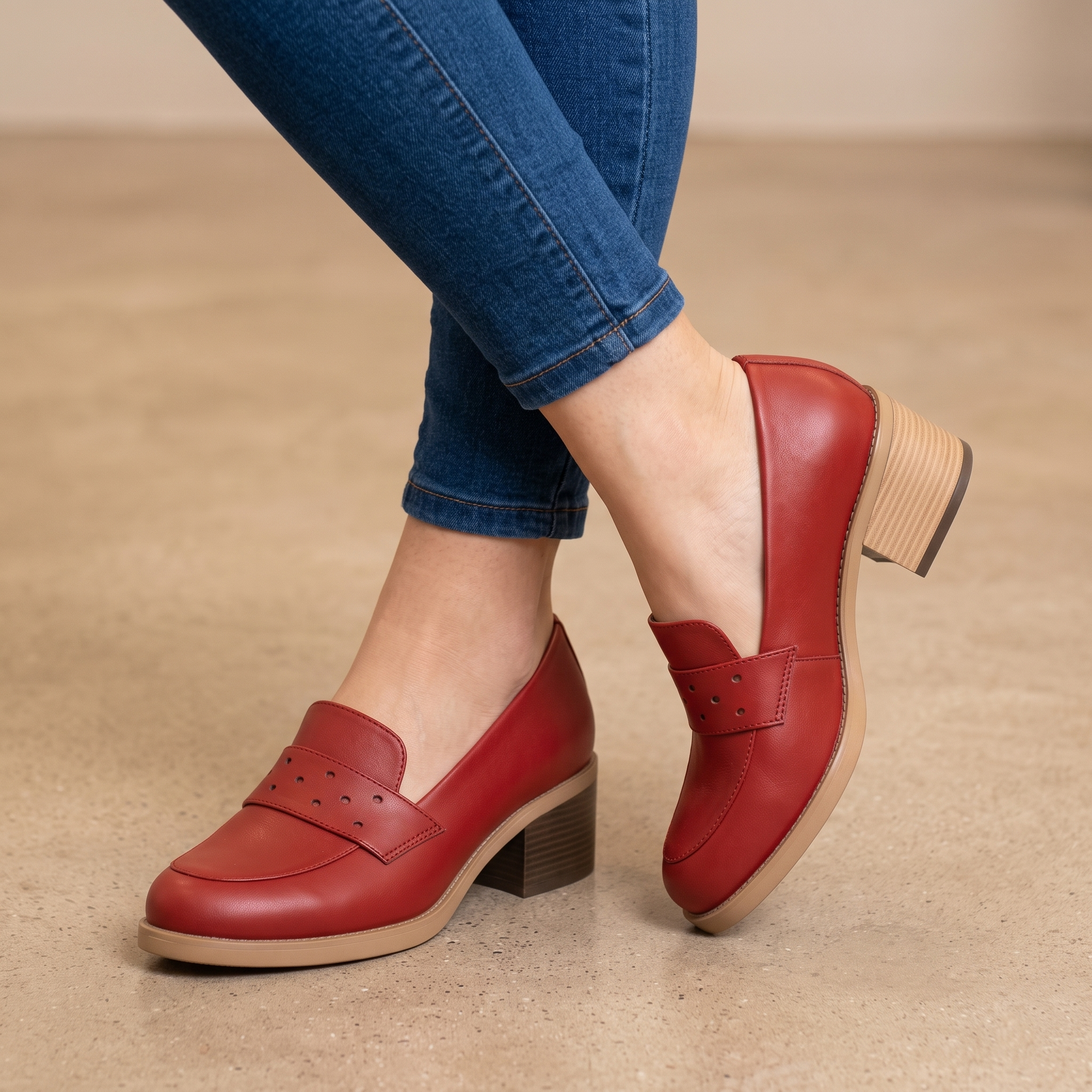 Mocasines con Tacón Cuadrado — Modelo Maria Paz