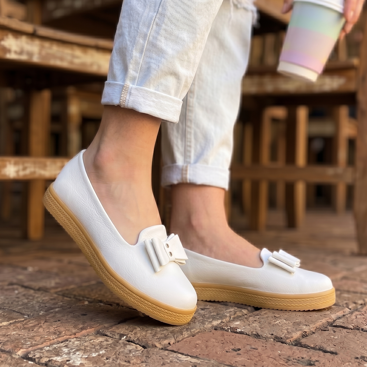 Mocasines de Cuerina con Moño — Modelo Colette