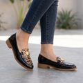 Mocasines Charol con Detalle Animal Print — Modelo Odalis