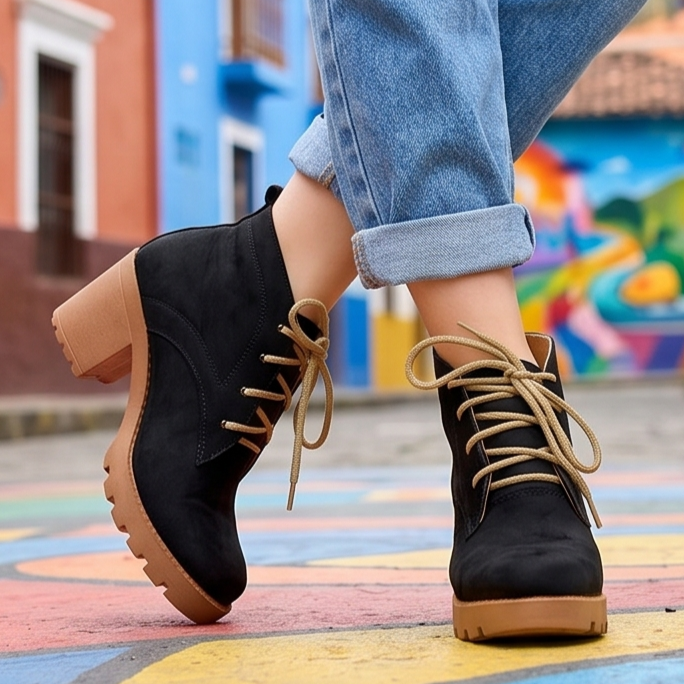 Botines de Gamuza con Cordones — Modelo Allegra