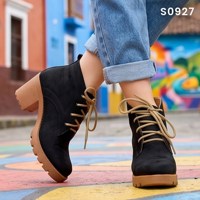Botines de Gamuza con Cordones — Modelo Allegra
