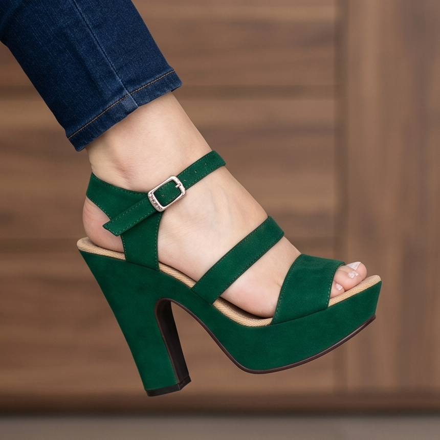 Sandalias de Gamuza con Tres Fajas — Modelo Mariana