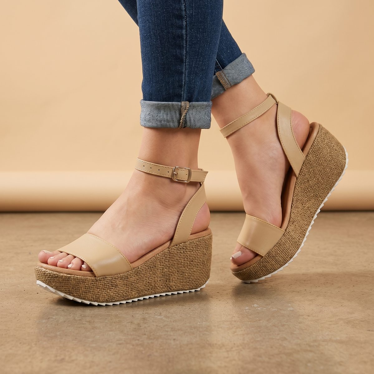 Sandalias de Plataforma con Faja Ancha — Modelo Fatima